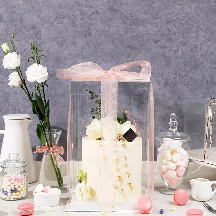 KOTAK CAKE BOX MIKA ATAP TRANSPARAN SIZE 17 CM MINI SIZE GIFT BOX