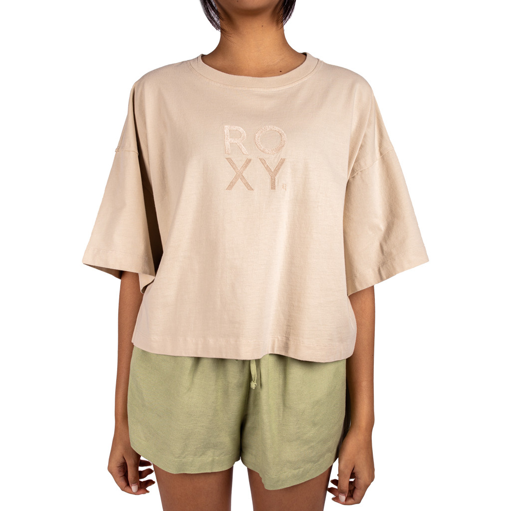 Roxy Womens Warm Ups Parchment T-Shirt