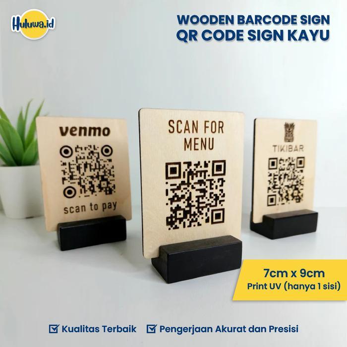 Wooden Barcode Sign / QR Code Sign Kayu / Custom Papan QRIS Menu Kayu