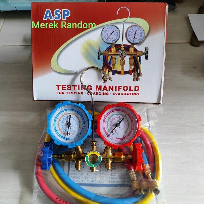 testing double manifold double r22 pengisian ac mobil 220 / 500 / 800 psi KUALITAS TINGGI alat