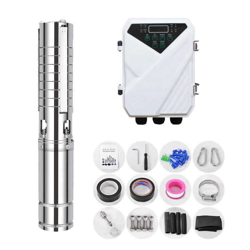 Stainless steel impeller Permanent magnet synchronous motor solar inverter pump dc solar water pump 