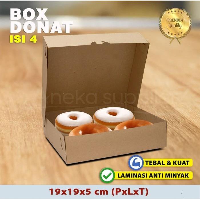 Kotak Dus Box DONAT KRAFT COKLAT Isi 4