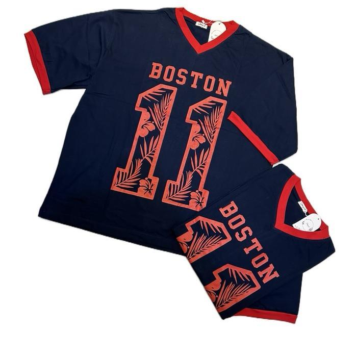 Premium Kaos Vneck Oversize Boston 11 Tropical Original