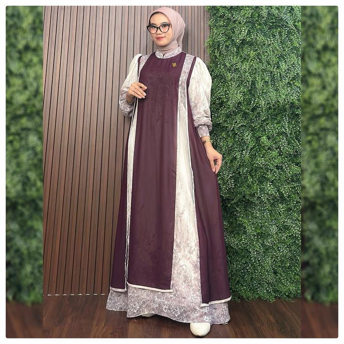 Revana Dress- Ceruty Digital Printing Motif Busana Muslim Remaja Dewasa By Es-Ha Scarf