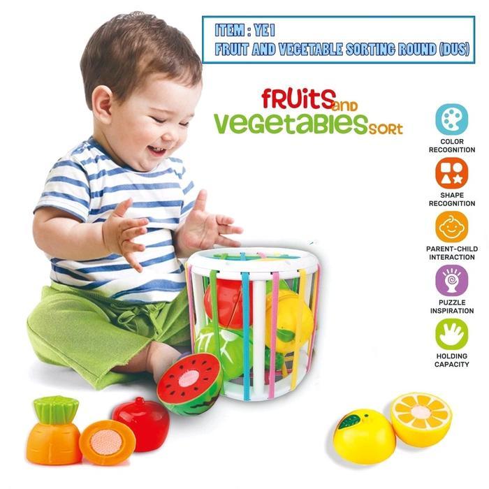 Mainan Edukatif Anak Puzzle Shape Sorter Fruit Vegetables Game Toys Permainan Kotak Buah Sayur