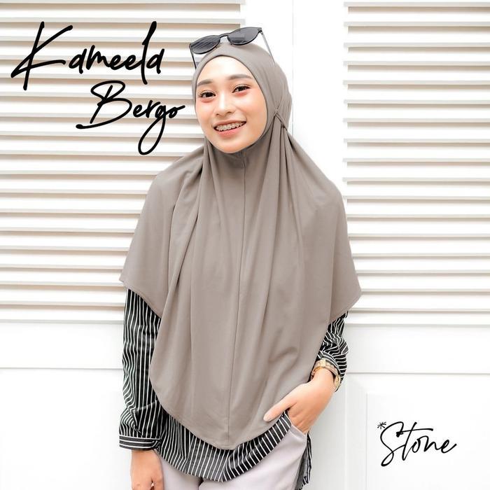 Sedia Jilbab Instan Kameela Khimar Non Pet Daily Hijab Bergo Jersey Polos & Simple, Tali Ikat