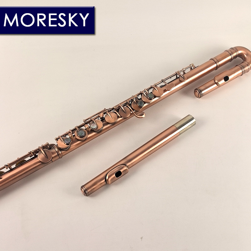 MORESKY Alto Flute 16 Holes G Keys Retro Brass With Two Mouthpiece
