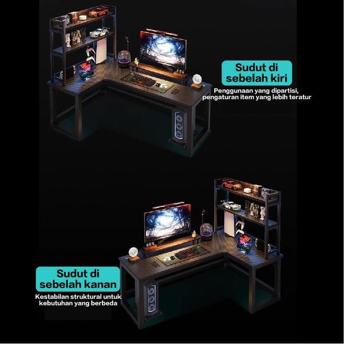 Etife Meja Komputer/ Meja Komputer Shaped L Serat Karbon / Meja Komputer Minimalis / Meja Gaming /