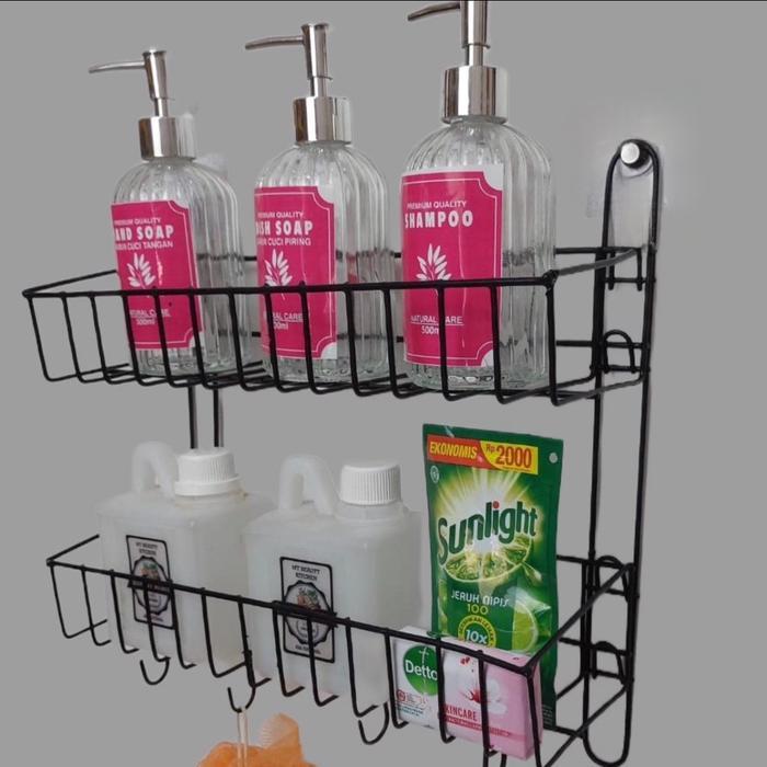 Rak RB susun 2/rak serbaguna/rak dapur/rack snack/rak kamar mandi/Rak hitam/rak minimalis/rak