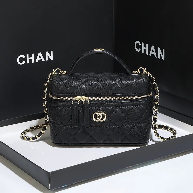 Chanel Style Grid Chain Women's Makeup Bag Shoulder Crossbody Bag Summer New Fashion High-End