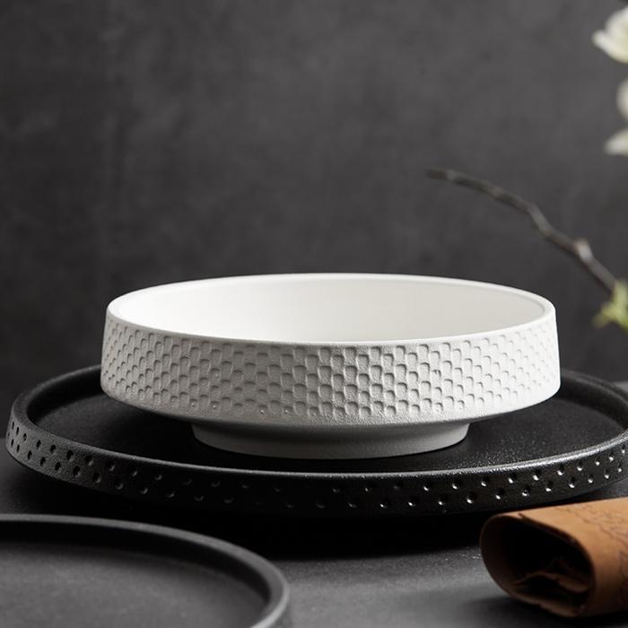 Piring Keramik Putih Hitam / piring keramik estetik foto / mangkok