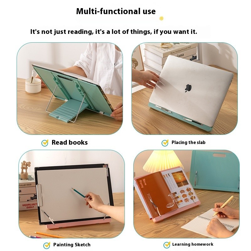 Cute Desk Reading Bookshelf Students Study Reading Book Holder Reading Tablet Adjustable Stand Book