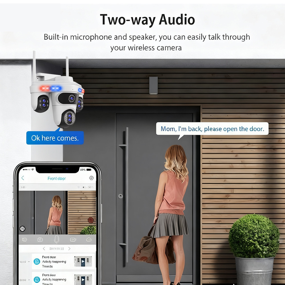 35MP 18K HD 7 Lens 4 Screen Camera Outdoor Cctv Wifi 10X Zoom PTZ Wireless IP Security Camera with