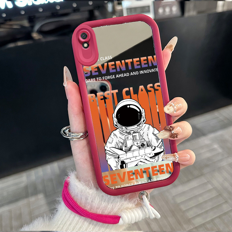 Casing Hp untuk Xiaomi Redmi 9A 9I Case Casing astronot pola Silikon Softcase Kasing HP tali gantung