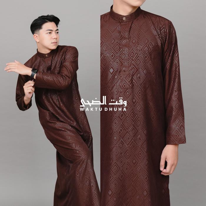 WAKTU DHUHA - Gamis Jubah Pria Lengan Panjang Model Resleting Bahan Adem Lembut