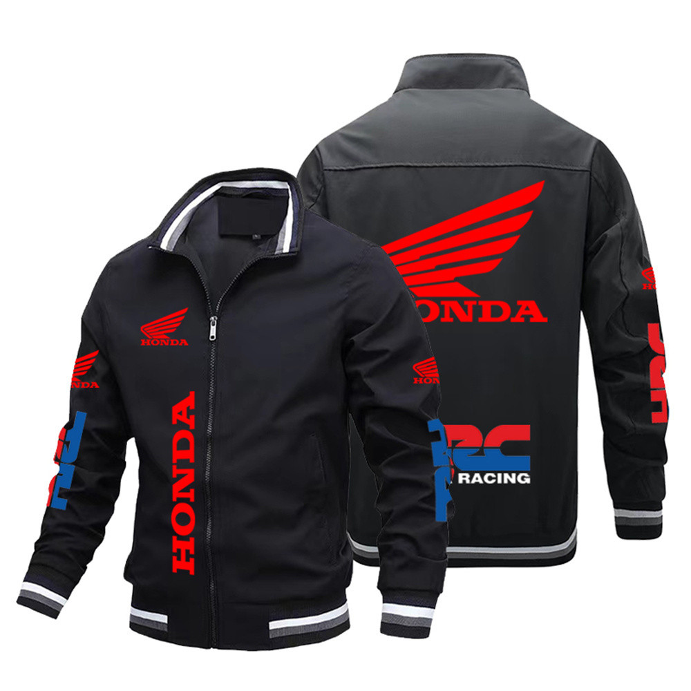 Honda Motorcycle Jacket Men's Honda Red Wing and HRC Logo Bicycle Jacket Men's Sports Decoration