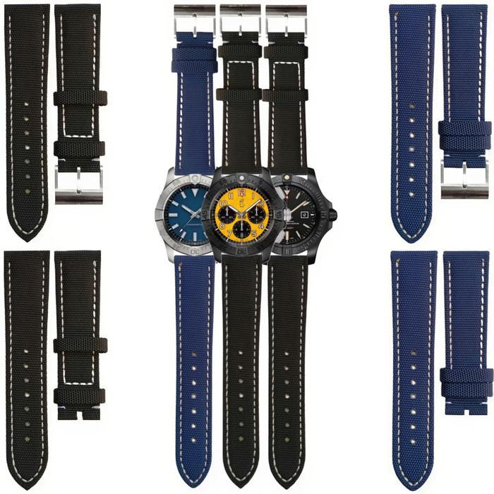 TERLARIS Tali Jam Tangan 22 MM Strap Kanvas Replacement Strap Breitling 7010.22 READY STOCK