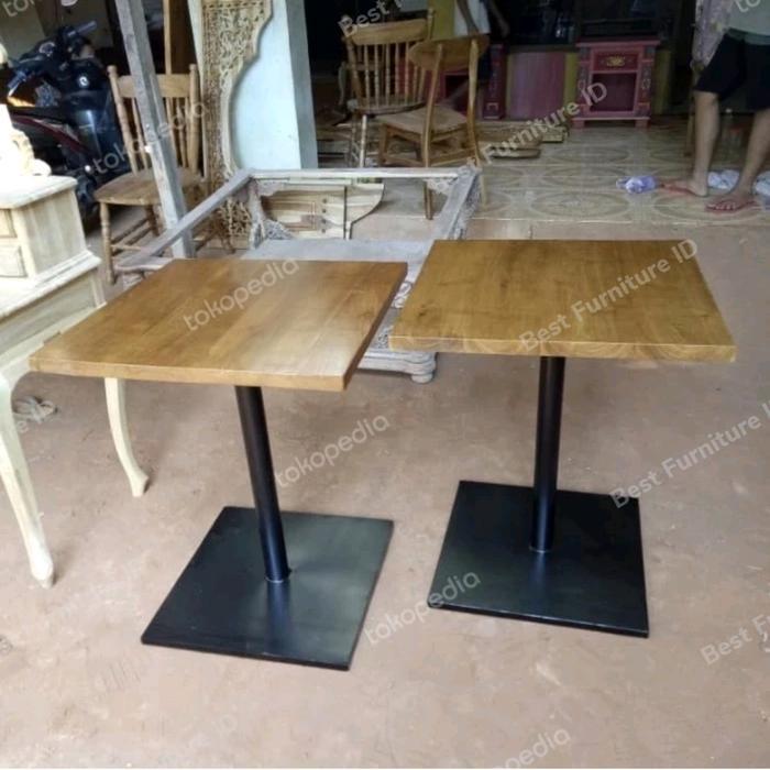 Meja Makan Cafe Kaki Besi Kayu Jati