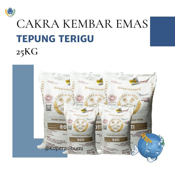 Tepung Terigu Bogasari Cakra Kembar Emas 1 Karung 25 Kg