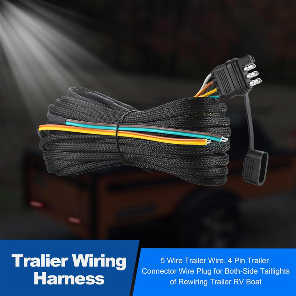 26FT Trailer Wiring Harness Kit, 4 Pin 5 Wire Trailer Wiring Harness, Boat Trailer Wiring