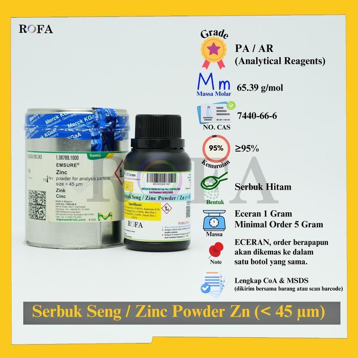 [] Logam Seng Serbuk / Zinc Powder / Serbuk Zn Pro Analisis Eceran 1 Gram
