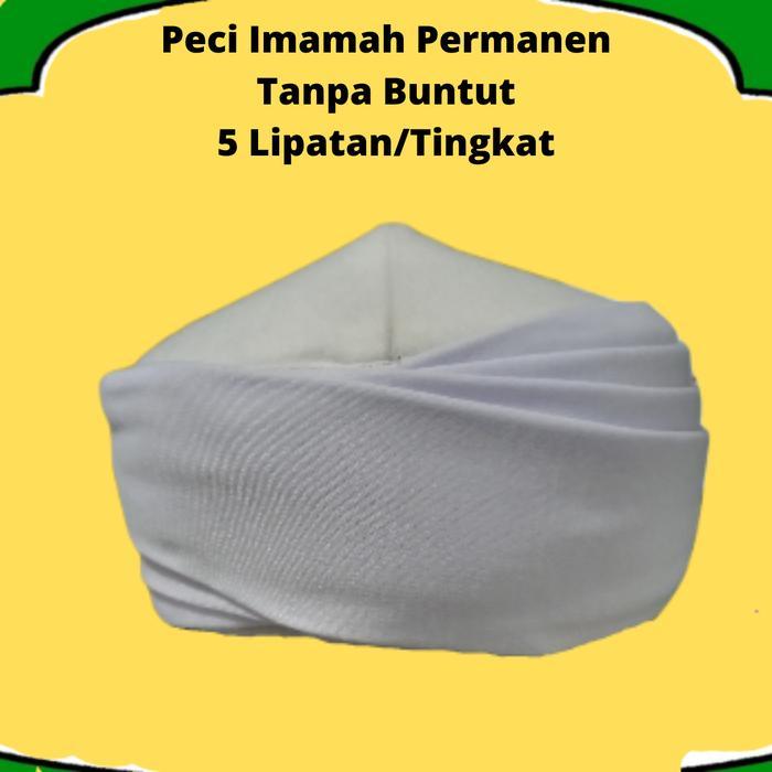 Peci Sorban Imamah Permanen 3 Meter Tanpa Buntut Polos Katun Dewasa Hijau Hitam Putih