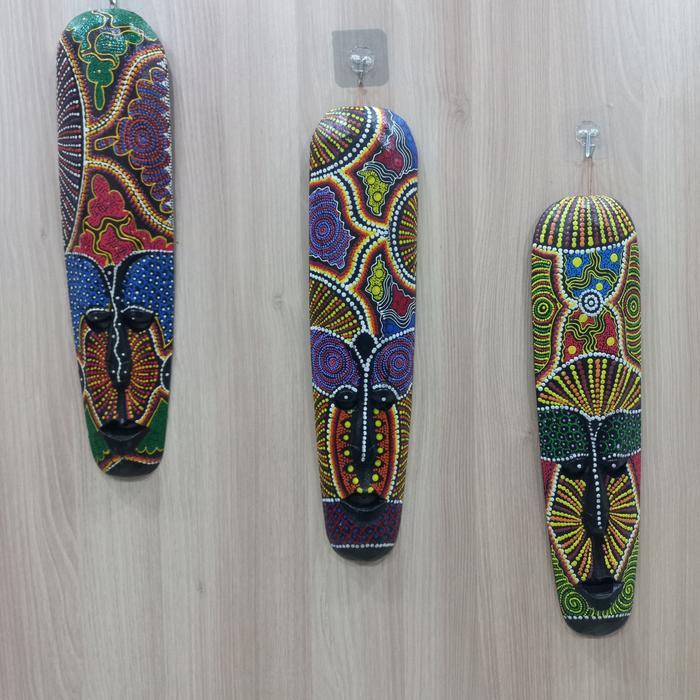 Hiasan Dinding Topeng Suku Etnik Mix Kerajinan Tangan Bali Home Decor Populer