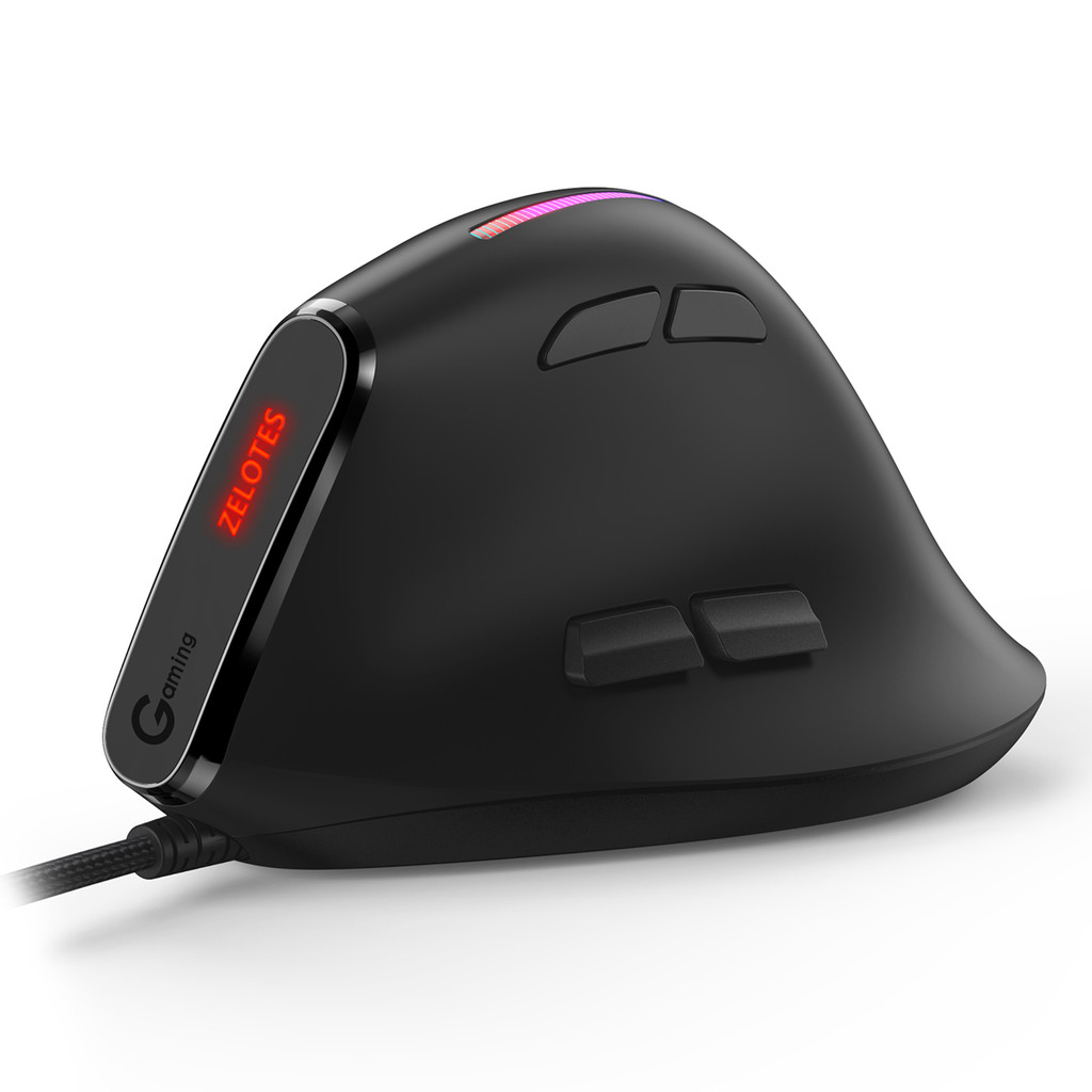 ZELOTES T-50 Vertical Mouse Wired Mouse 9 keys RGB optical Mice 12800DPI Wired Ergonomic Mouse for