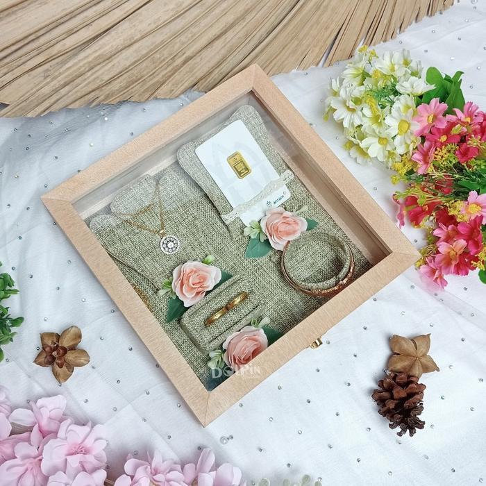 Kotak Kayu Tempat Cincin Gelang Kalung Logam Mulia untuk Seserahan Lamaran Pernikahan KCGK.LM