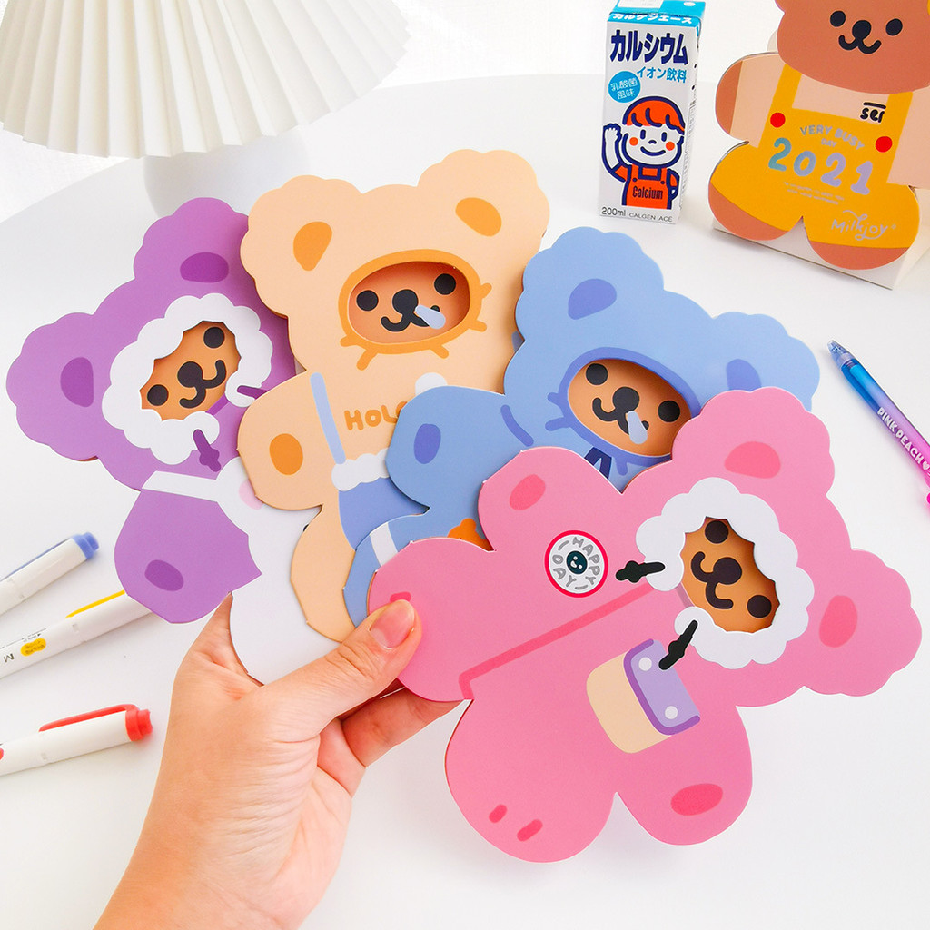 Girl Heart Bear Cards Three-dimensional Creative Birthday Card The Lovely Card Stationery Paper Bts