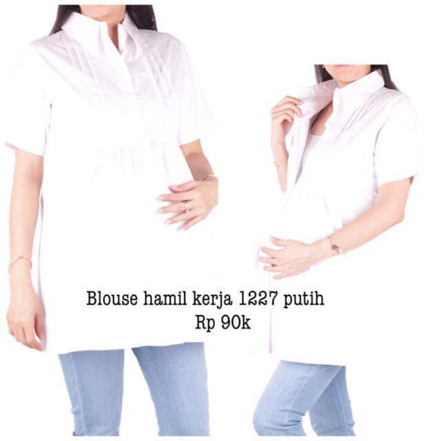 Baju Hamil 1227 Putih Blouse Hamil Kerja