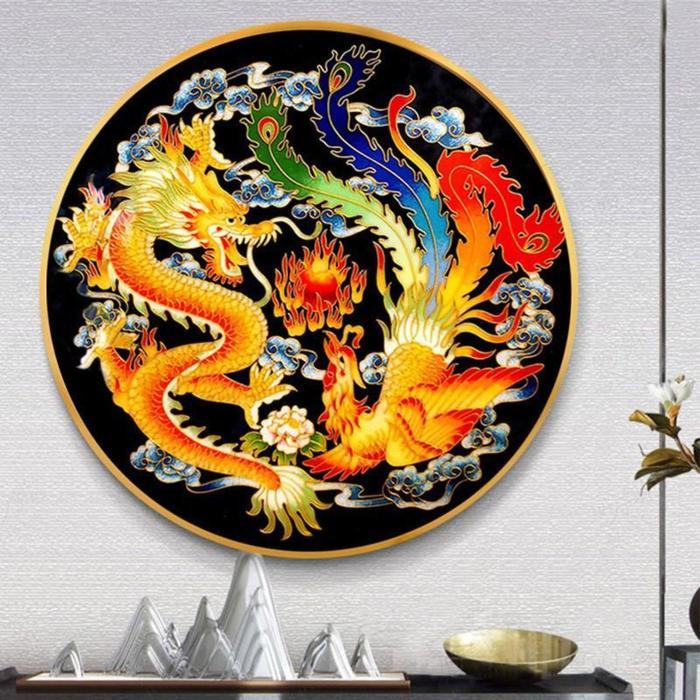 DIY Diamond Painting Full naga dan phoenix burung hong 5050cm D871
