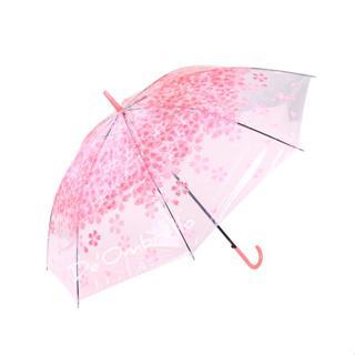 "New" (005EE-1)Payung PVC Tongkat Transparant Motif Sakura/Payung Korea/Payung Tongkat