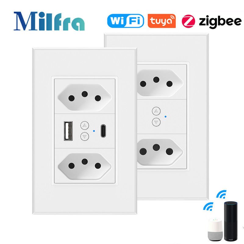 Brazil Standard USB Socket Wall Power Plug AC 110V-240V Power Socket Outlet Type C 120mm*72mm Timer 