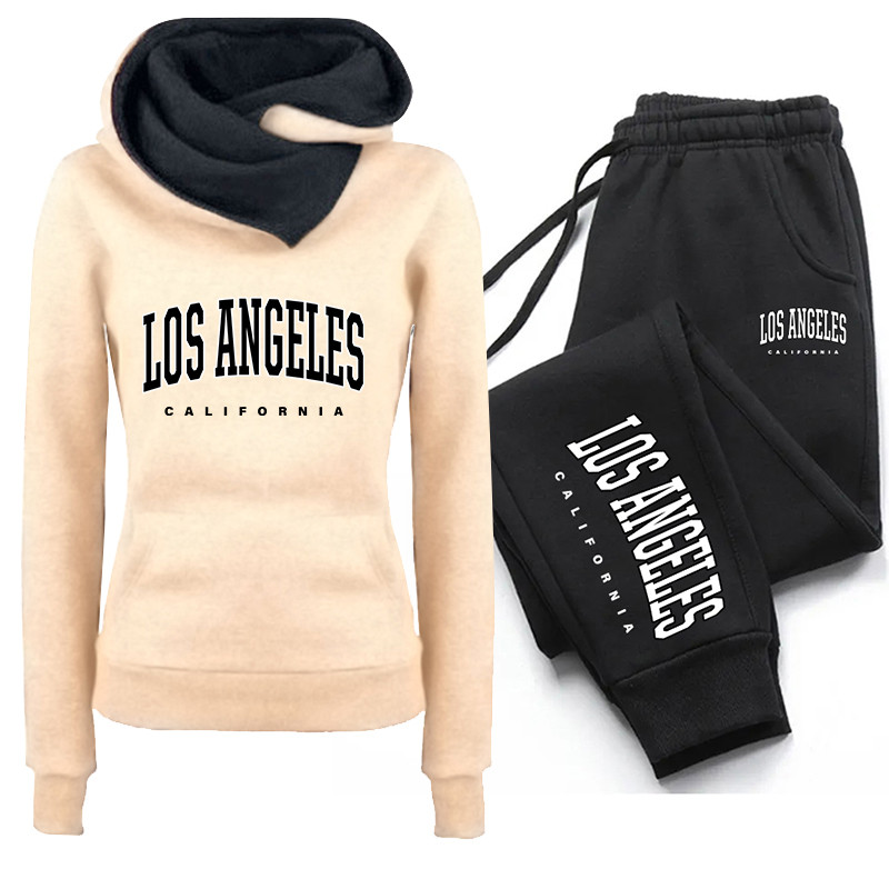 Autumn and Winter Women's Sportswear Fashion Printing Jogging Set Sportswear Pullover Set Hoodie+2