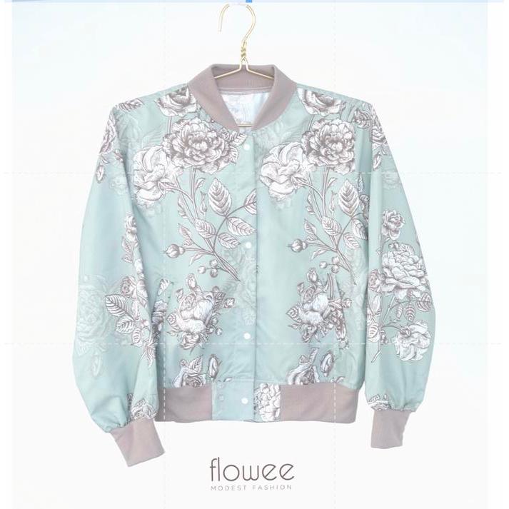 Jaket Parasut Wanita Kasual Motif Printing Flowers // Sporty Jacket // Jaket Parasut Printing motif