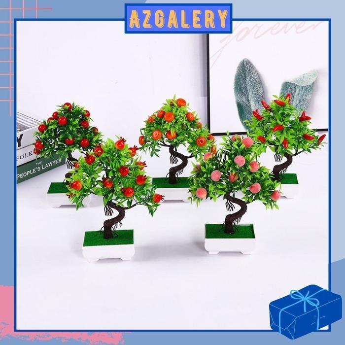 Az Tanaman Hias Pot Bunga Plastik Artificial Buah Dekorasi Cabe Jeruk