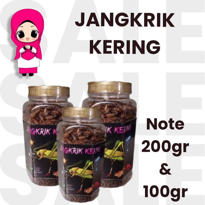 jangkrik kering pakan ikan predator dan burung kemasan toples