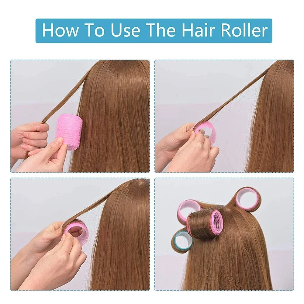 Self-Grip Hair Rollers Heatless Hair Curlers No Heat Hair Bang Volume Self-adhesive Hook &amp Loop