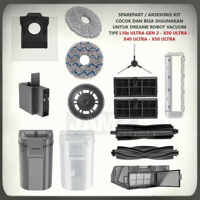 TERLARIS Sparepart Replacement Kit Cocok untuk Dreame Robot Vacuum X30 Ultra - X40 Ultra - L10s