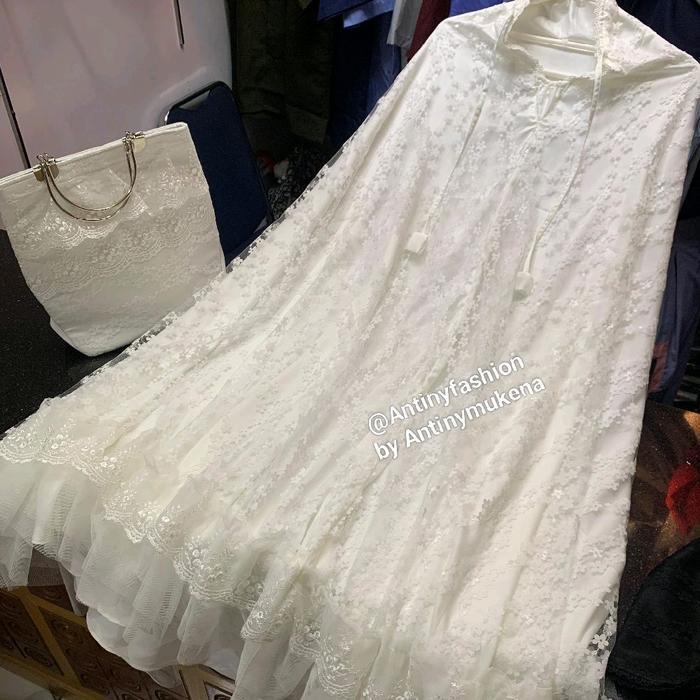 Mukena Brokat Premium/ Mukena Full Brokat/ Mukena Pengantin/ Mukena Hitam Putih Brokat/ Mukena