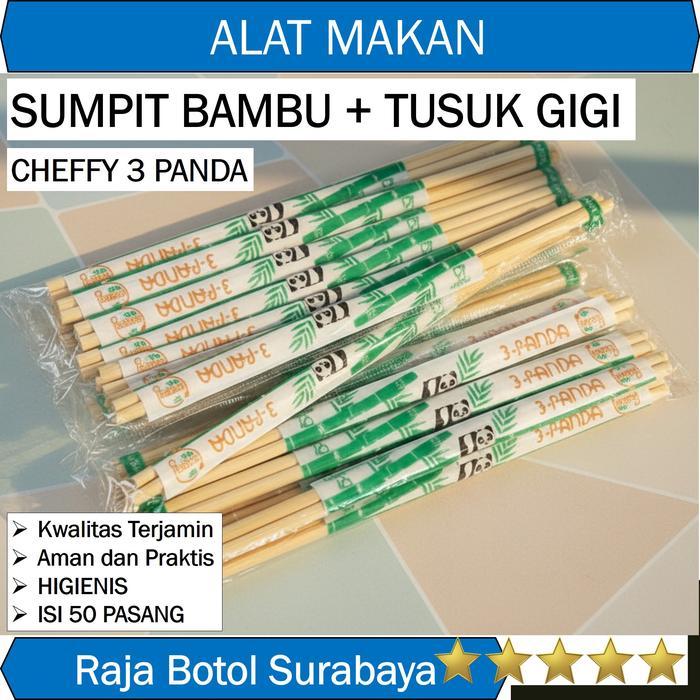 Sumpit Bambu Steril isi 50 Trifinity ada tusuk gigi