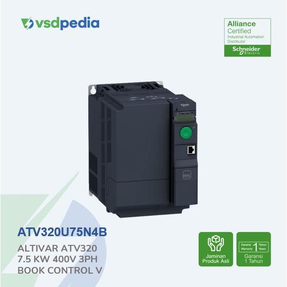 Diskon Schneider Altivar Atv320 Inverter Vsd Vfd 7.5Kw 10Hp 380-500Vac 3Ph Book Ip20 Atv320U75N4B