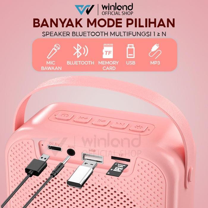 Sale Winland (Cod) Speaker Bluetooth 2Mic 1 Set Speaker Karaoke Cute Wireless Speaker Bluetooth Bass