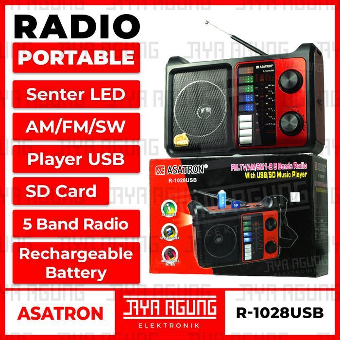 Radio Jadul Portable ASATRON R 1028 USB Music SD Card Player FM AM SW