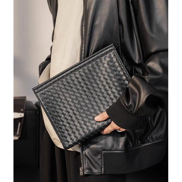 Eiger - Tas Tangan Unisex Clutch Pria Wanita Tas Tangan Kulit Alson Hitam Anyaman