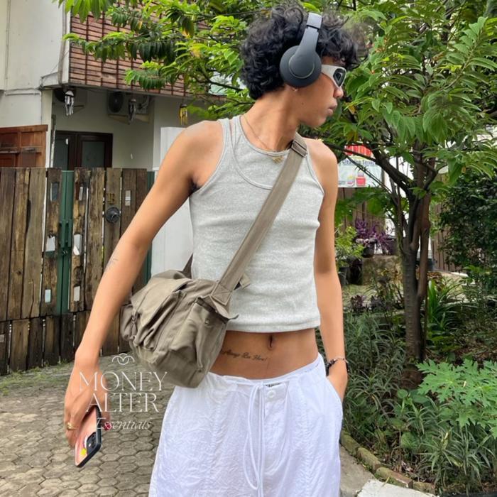 Megan Y2K Bag By Money Alter / Tas Selempang Bahan Kanvas / Military Bag Terlaris