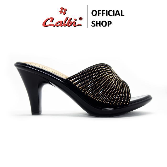 Terlaris Calbi Bbex 2007 Sandal High Heels Kulit Motif Permata 8Cm Seserahan Premium Zeya