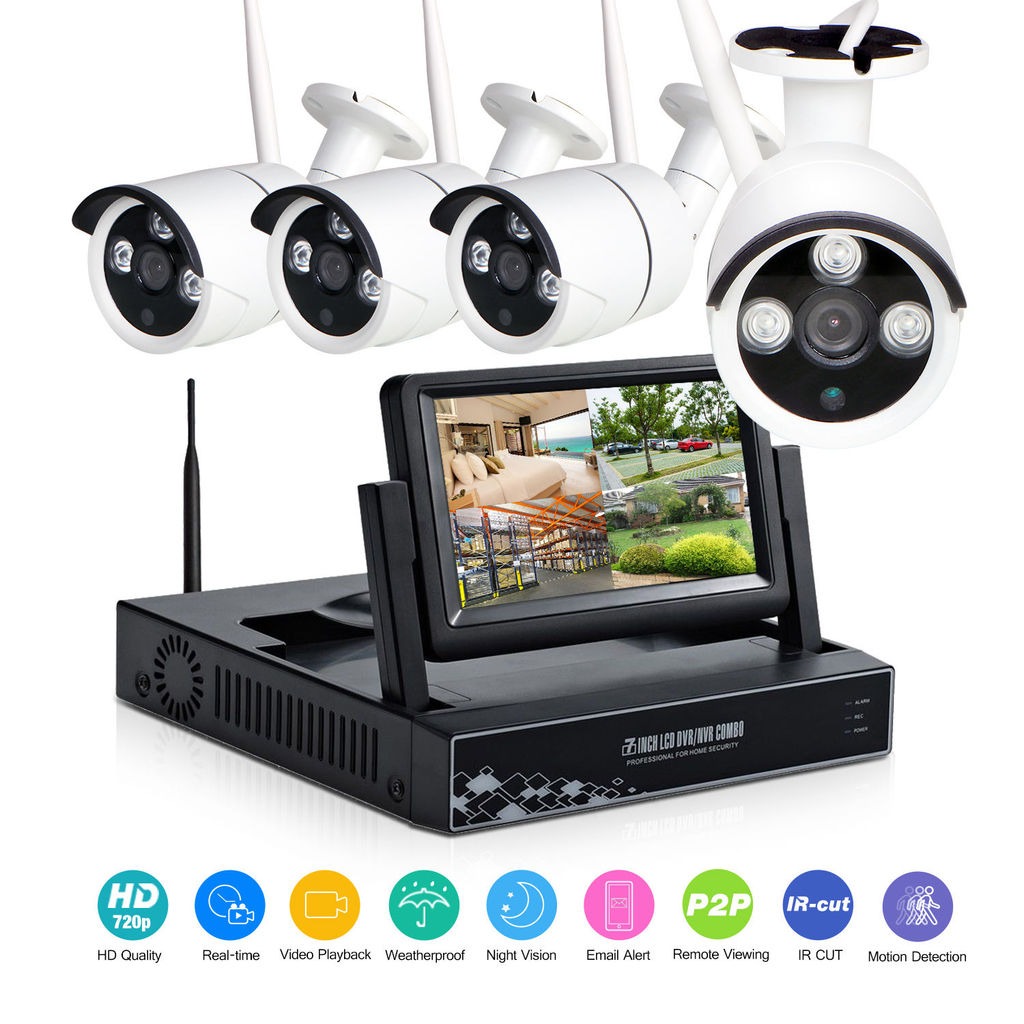 Wireless IP Camera WIFI Security CCTV System 4CH Wireless NVR Camera Kit Waterproof / Weatherproof