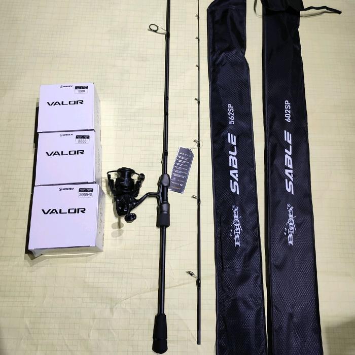 TERBARU Pancing satu set full black joran blood sable reel iroly valor